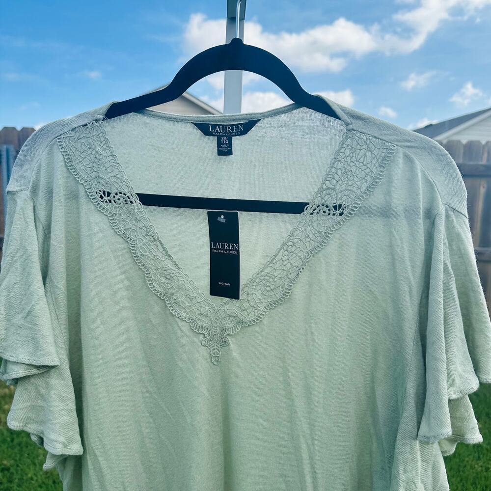Ralph Lauren Mint Green Blouse 2X - Picture 3 of 5